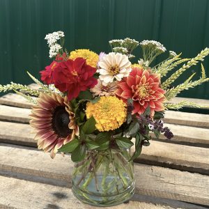Warm-toned autumn vase arrangement